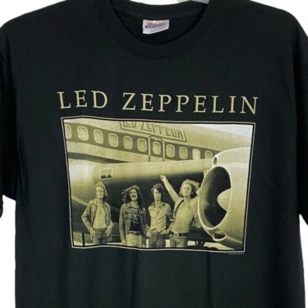 Led Zeppelin Adult Tee Shirt Size Large Black Airplane Deadstock Band Tee NEW - Picture 3 of 7